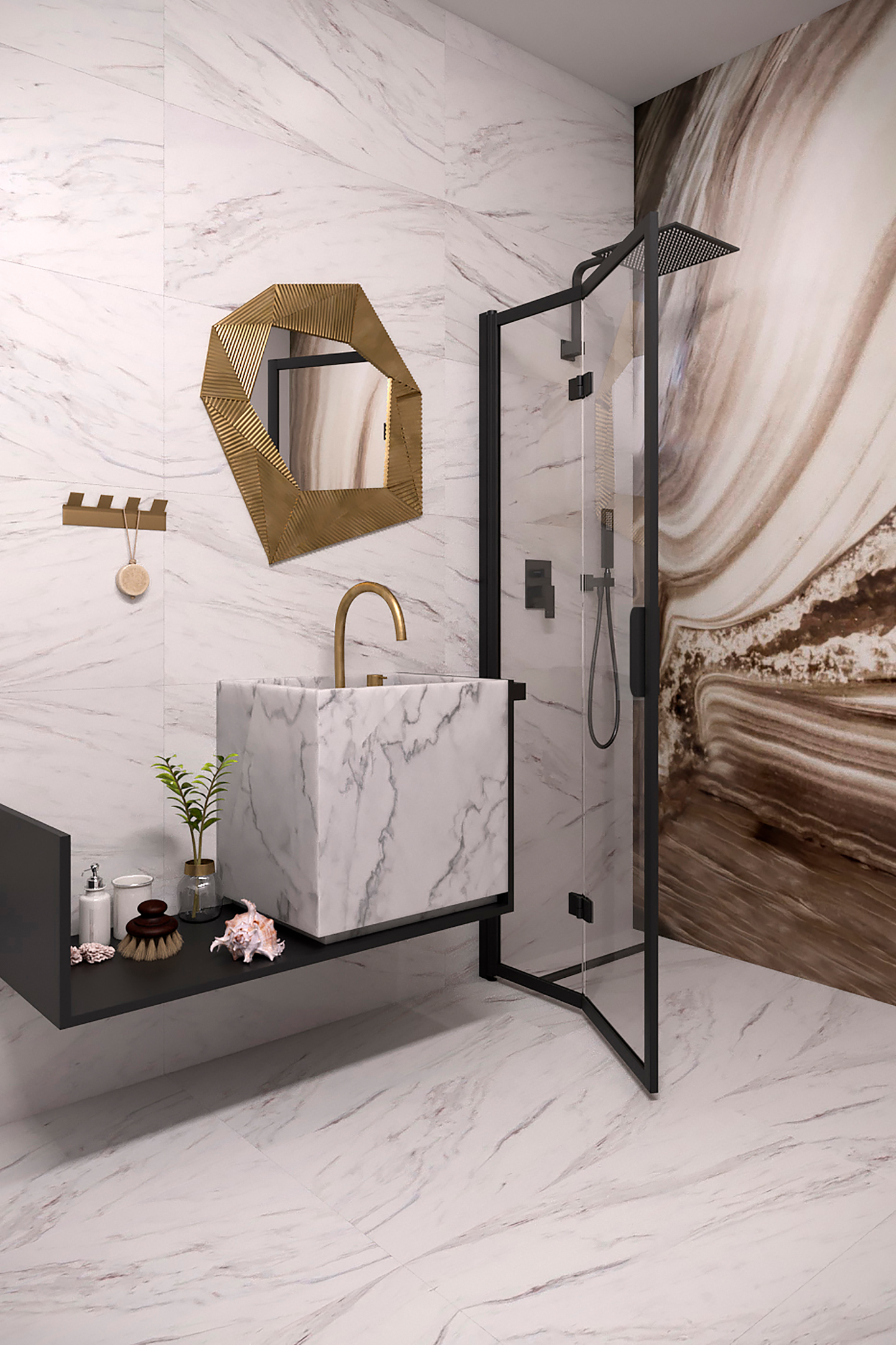 Suihkuseinä Bläk 881 New York taittuva 680x1950mm musta