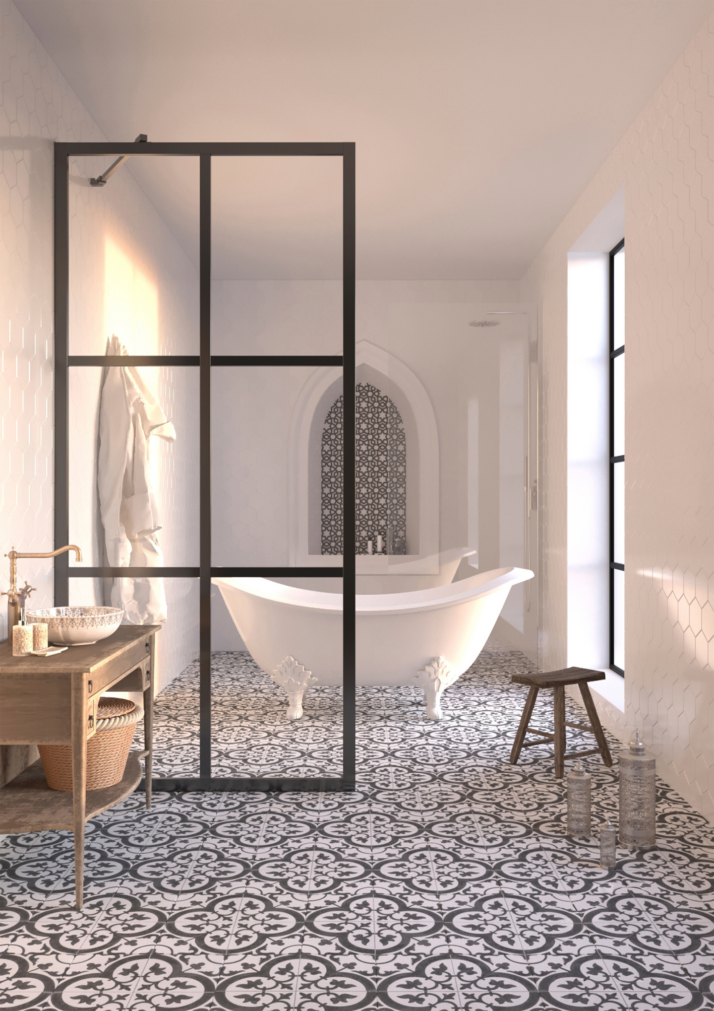 Suihkuseinä Bläk 737 Paris kiinteä 897x1950mm musta