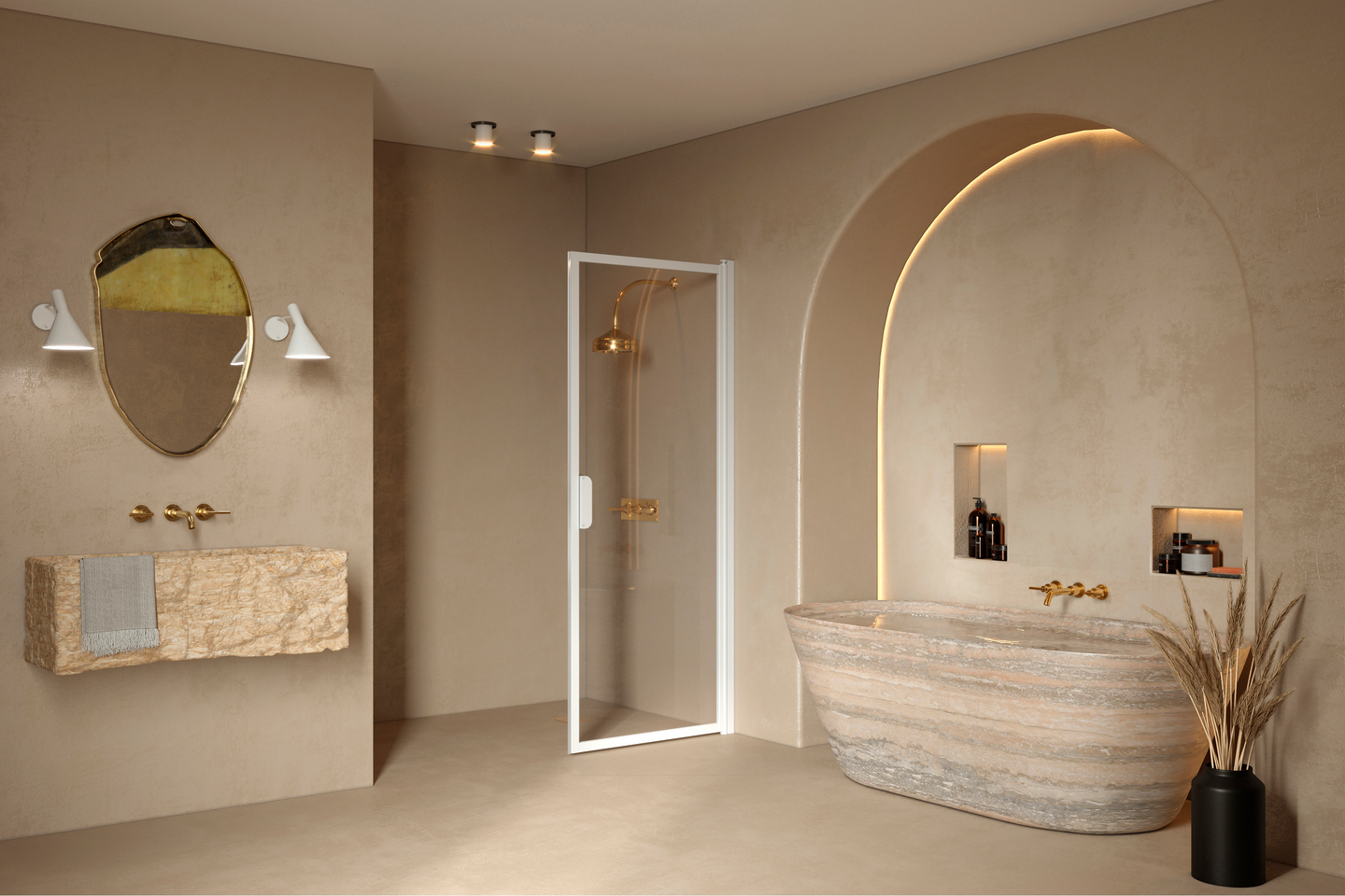 Suihkuseinä Bläk 732 New York kääntyvä 795x1950mm valkoinen