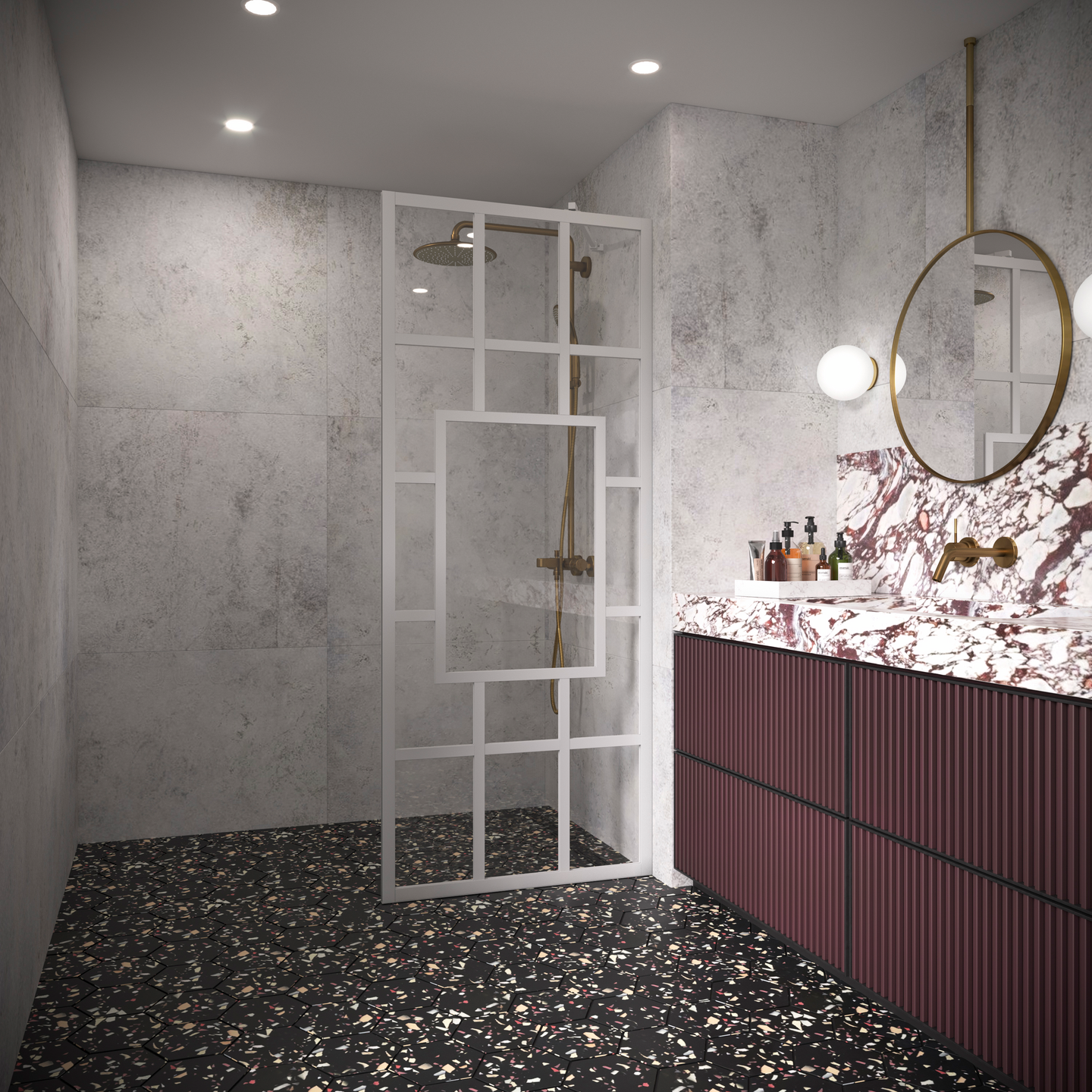 Suihkuseinä Bläk 800 Shanghai kiinteä 897x1950mm valkoinen