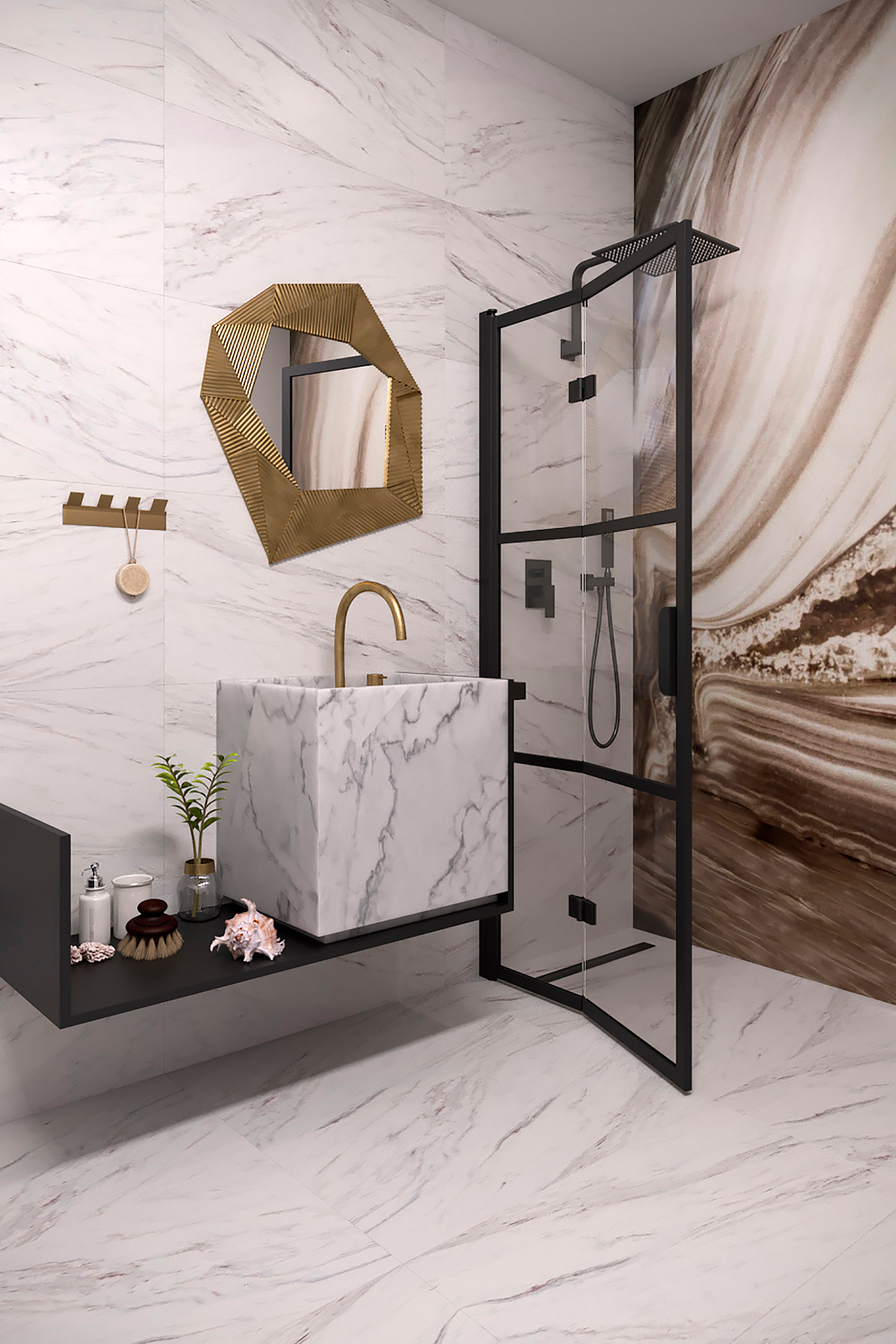 Suihkuseinä Bläk 882 Tokyo taittuva 780x1950mm musta