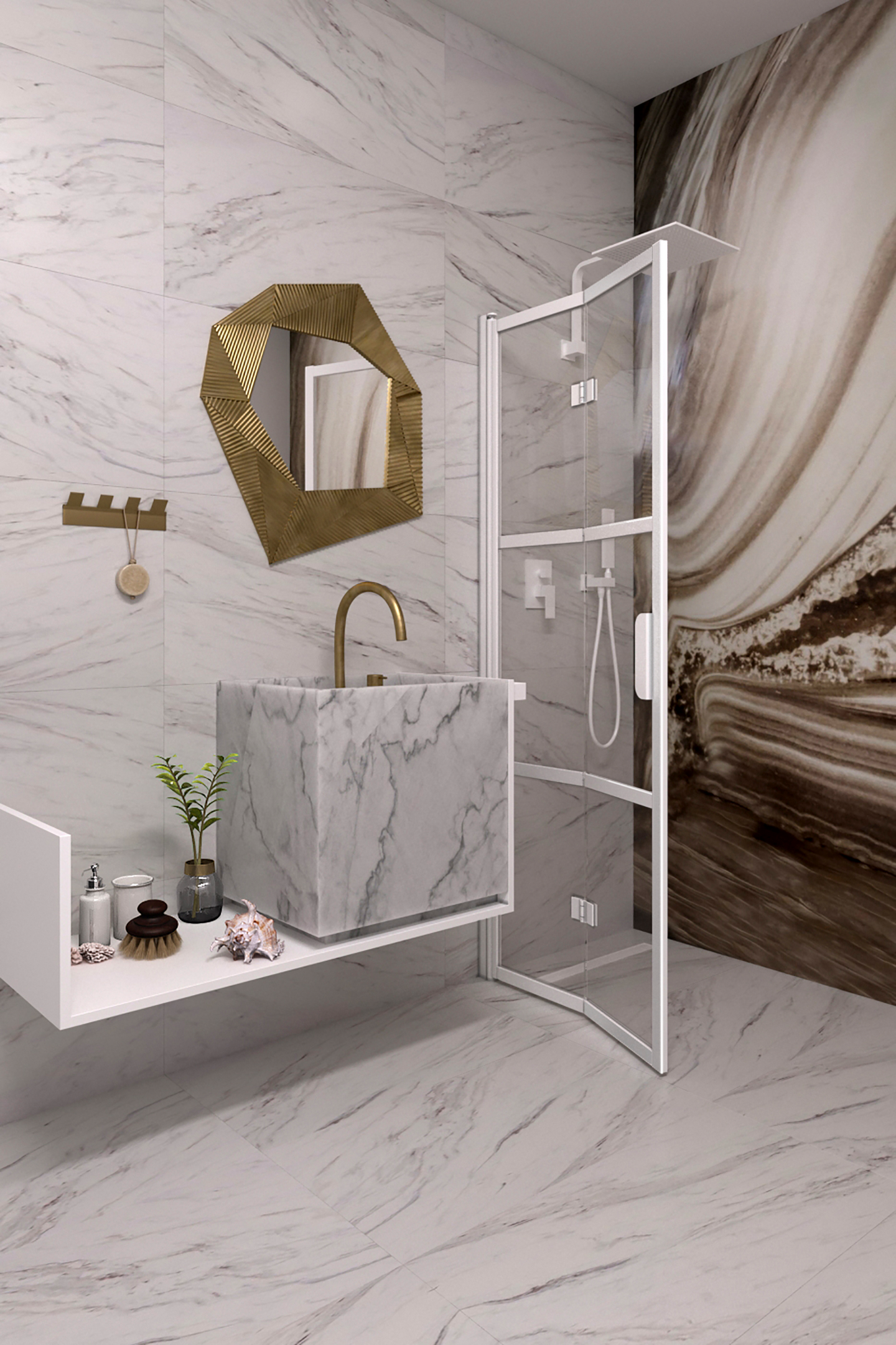 Suihkuseinä Bläk 882 Tokyo taittuva 780x1950mm valkoinen