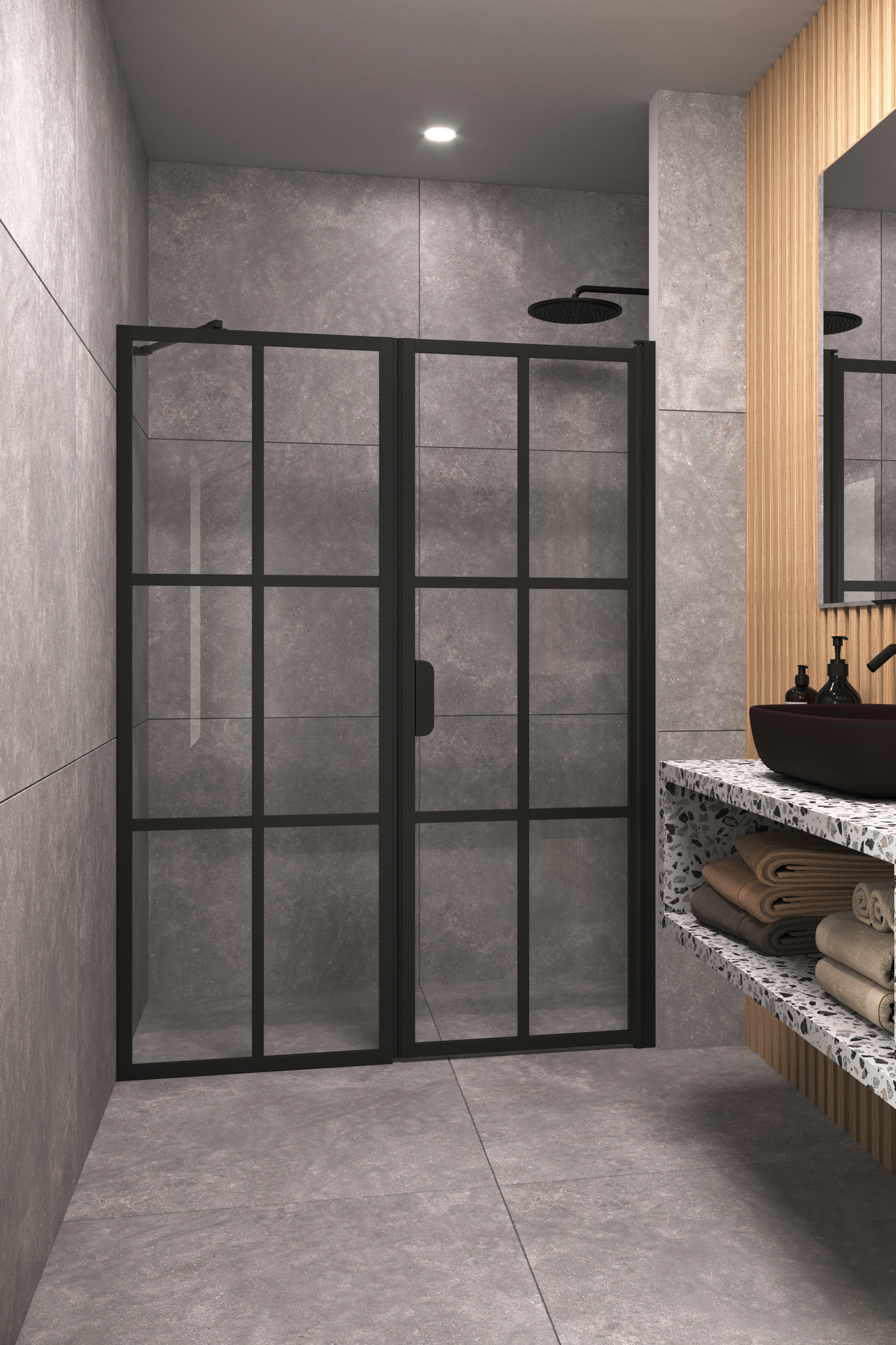 Tilanjakaja Bläk 750 Paris kiinteä ja kääntyvä seinä 909x907x1950mm musta