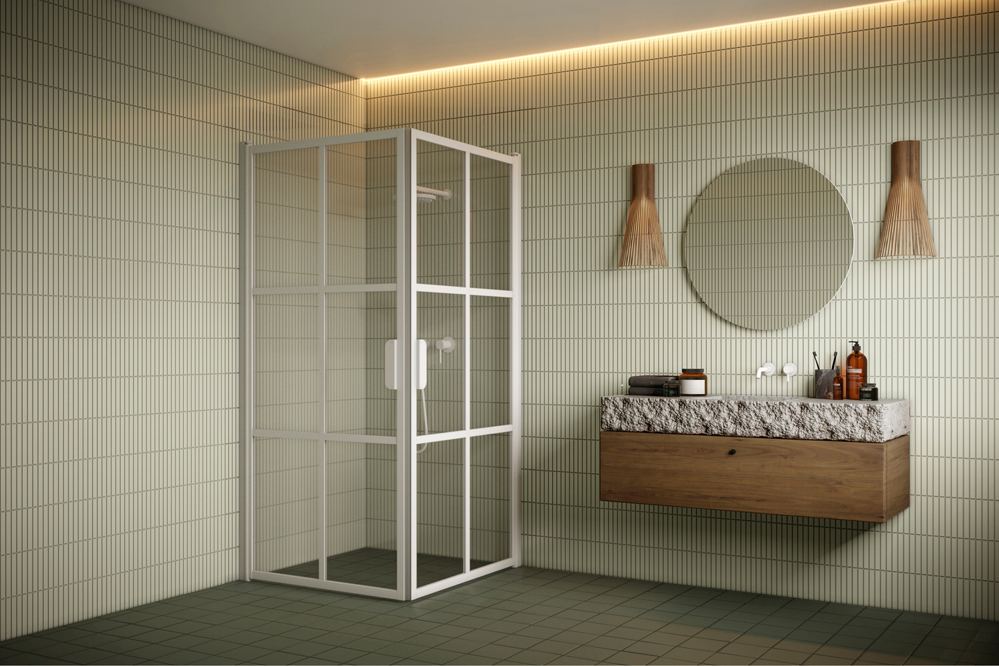 Suihkunurkka Bläk 767 Paris kahdella kääntyvällä ovella 917x917x1950mm valkoinen