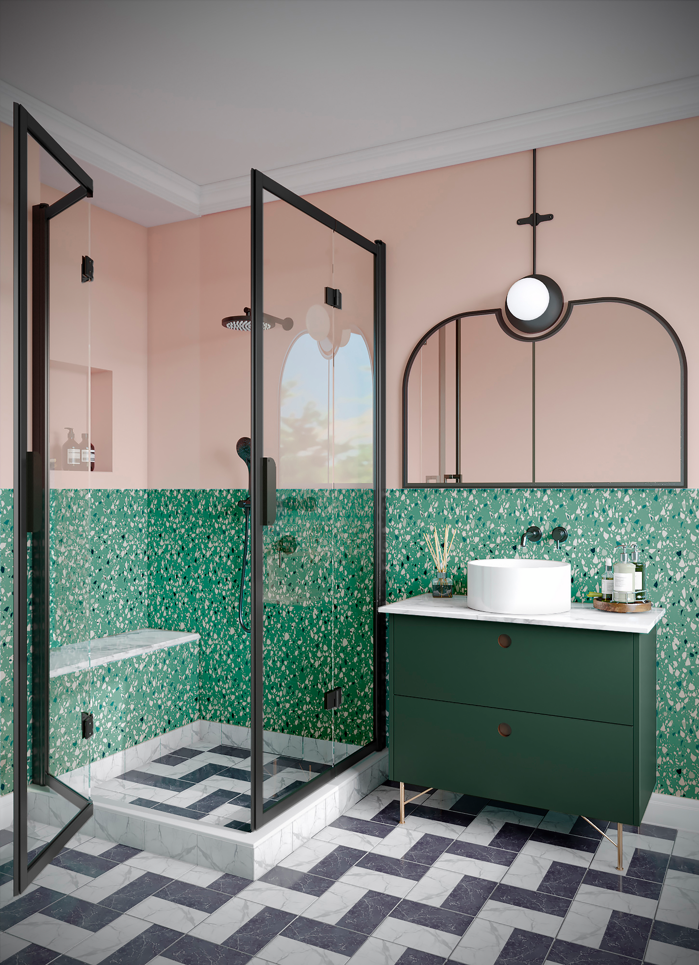 Suihkunurkka Bläk 899 New York taittuvilla ovilla 802x902x1950mm musta