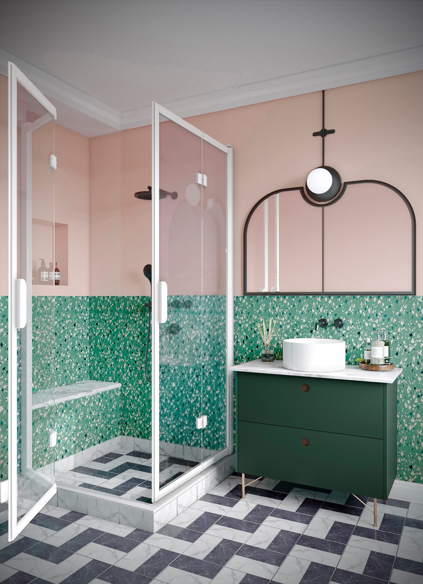 Suihkunurkka Bläk 899 New York taittuvilla ovilla 802x802x1950mm valkoinen