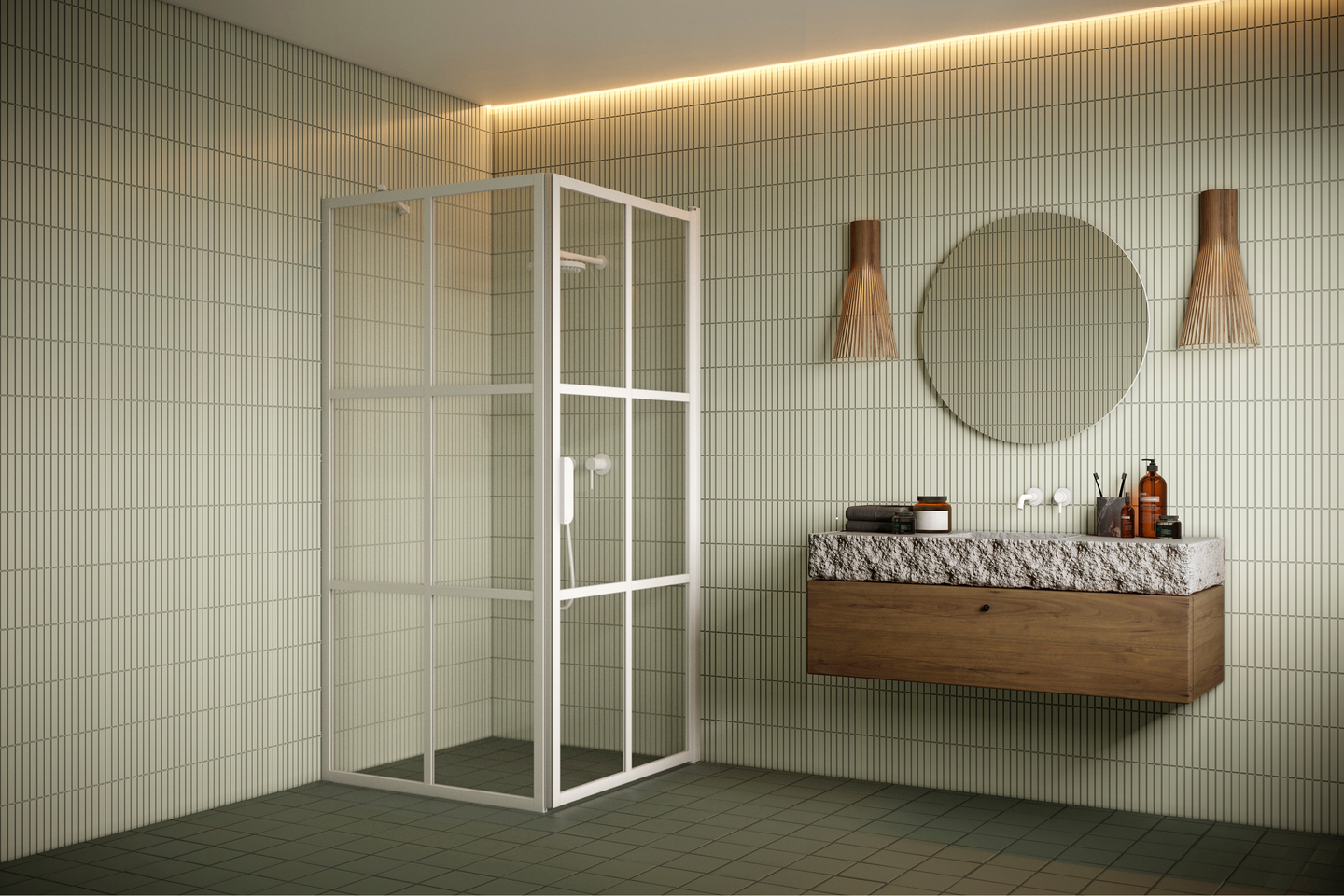 Suihkunurkka Bläk 765 Paris kiinteä ja kääntyvä seinä 919x917x1950mm valkoinen