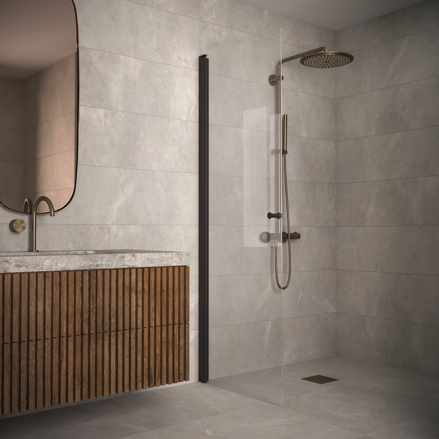 Suihkuseinä Classic 102 kääntyvä 479x1900mm musta/kirkas