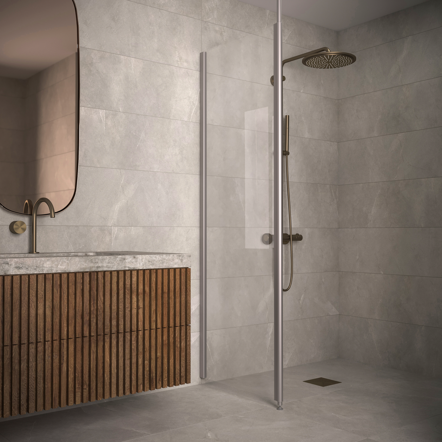 Teleskooppiseinä Classic 131 764x1850mm harmaa/kirkas