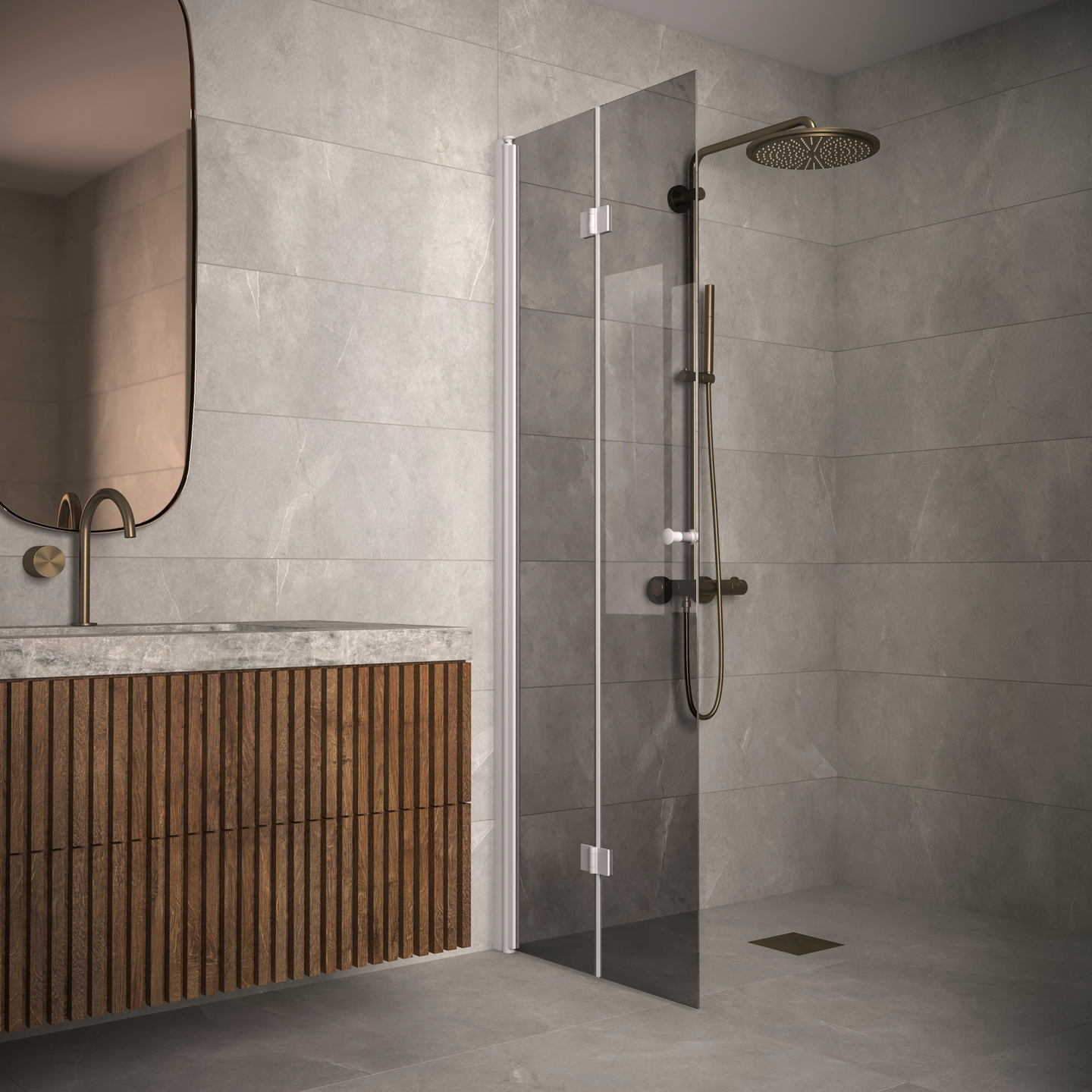 Suihkuseinä Classic 103 taittuva 771x1900mm valkoinen/savu