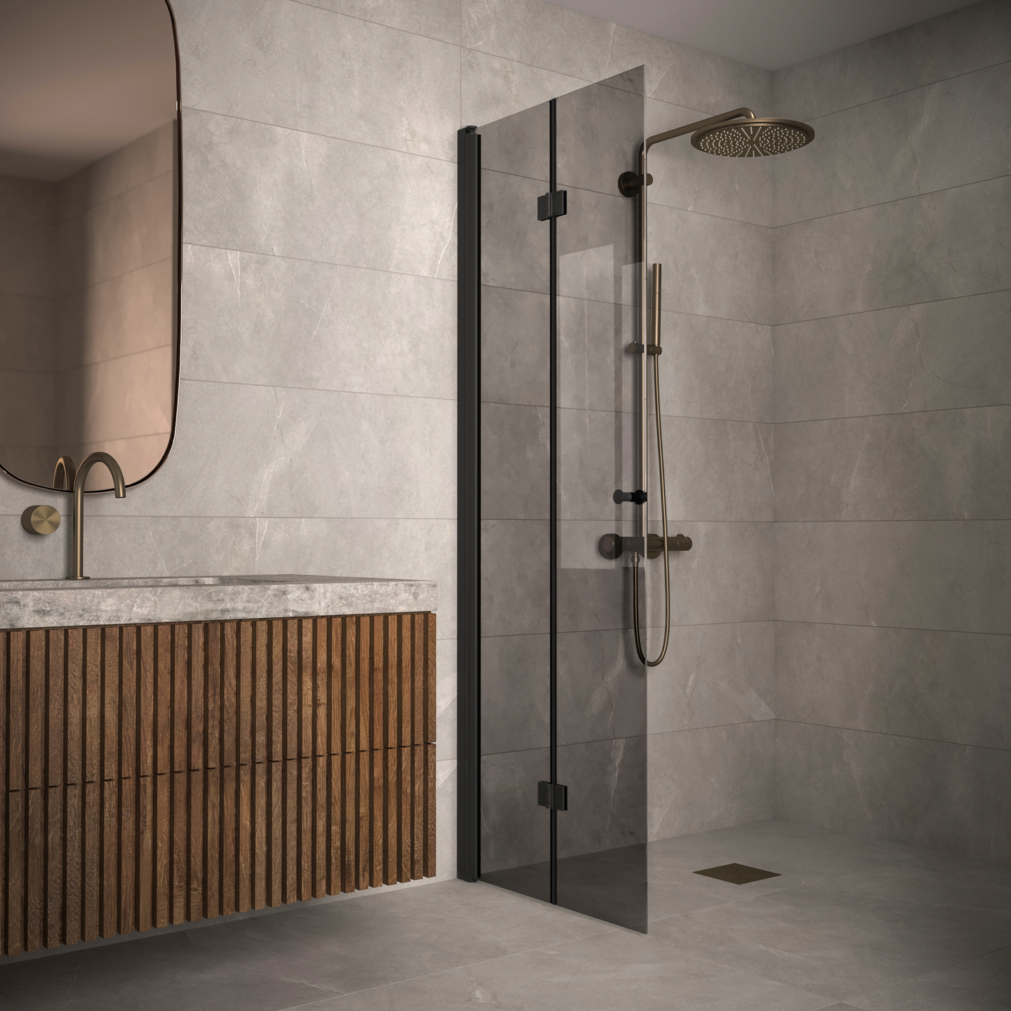 Suihkuseinä Classic 103 taittuva 871x1900mm musta/savu