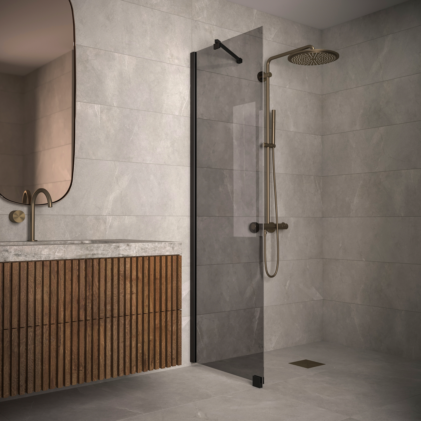 Suihkuseinä Classic 101 kiinteä 478x1900mm musta/savu