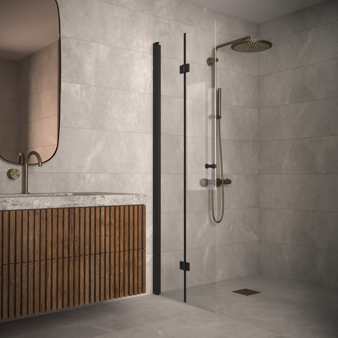 Suihkuseinä Classic 103 taittuva 671x1900mm musta/kirkas