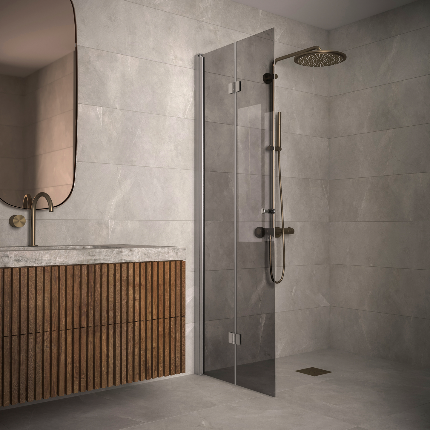 Suihkuseinä Classic 103 taittuva 671x1900mm harmaa/savu