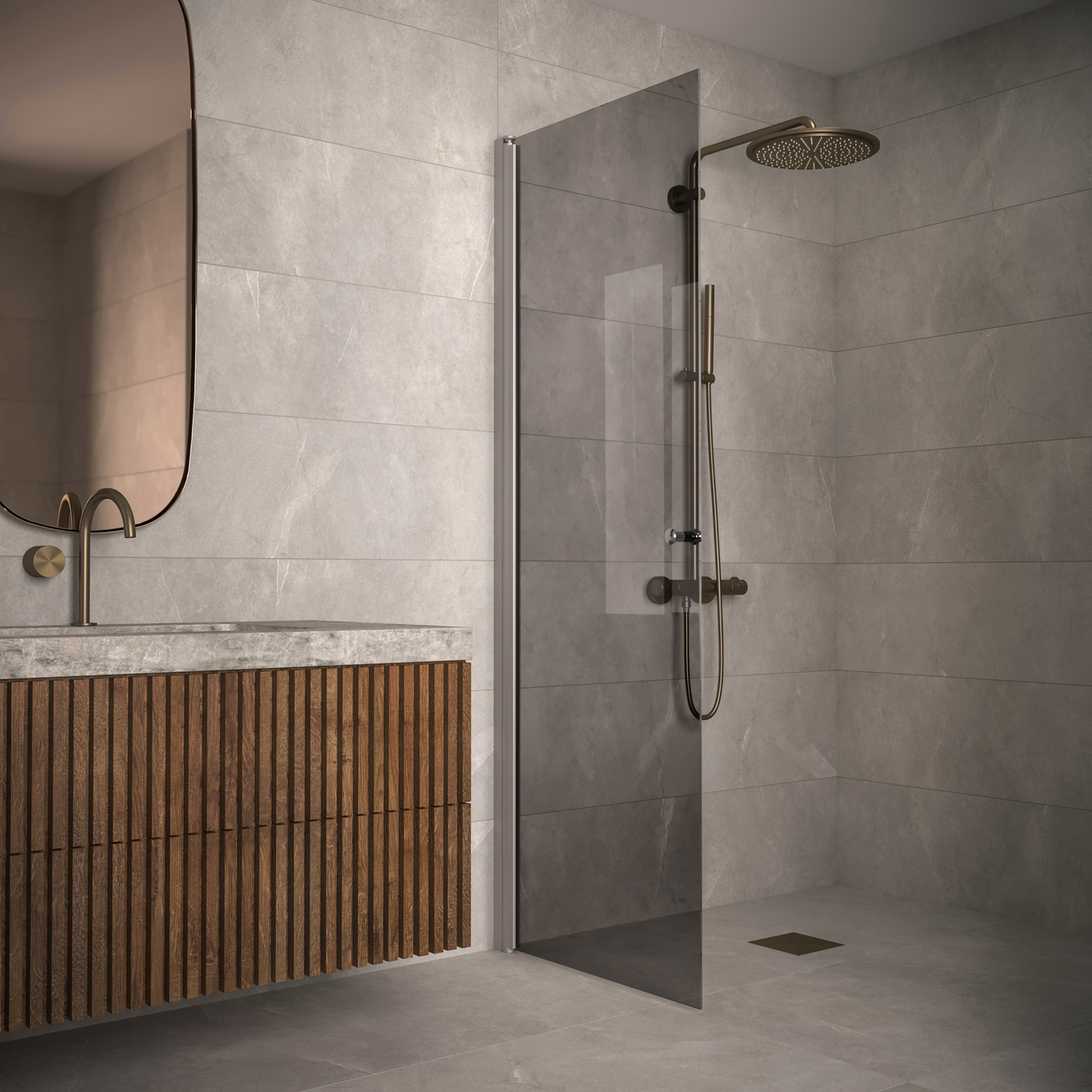 Suihkuseinä Classic 102 kääntyvä 579x1900mm harmaa/savu