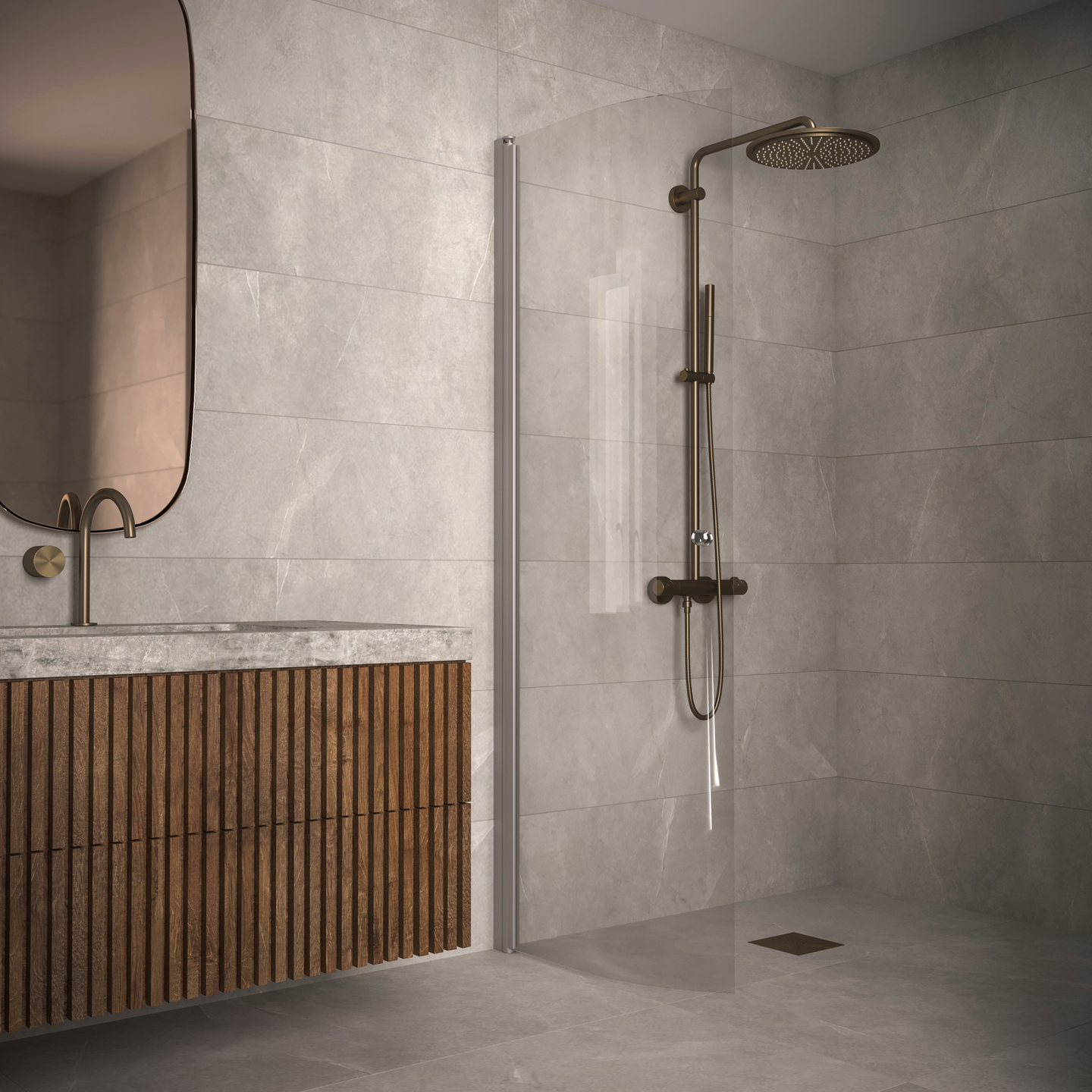 Suihkuseinä Classic 122 kaareva kääntyvä 738x1900mm harmaa/kirkas