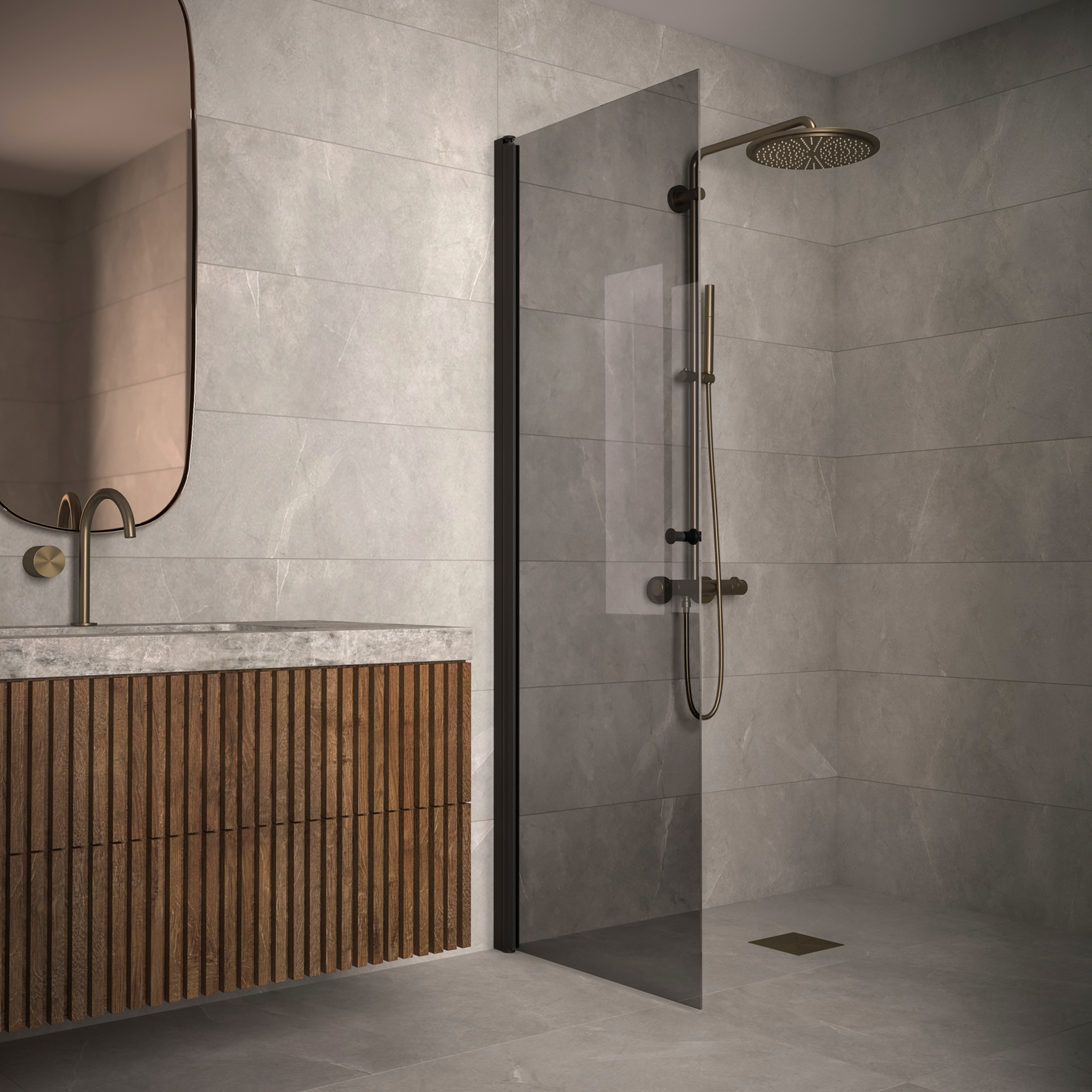 Suihkuseinä Classic 102 kääntyvä 479x1900mm musta/savu