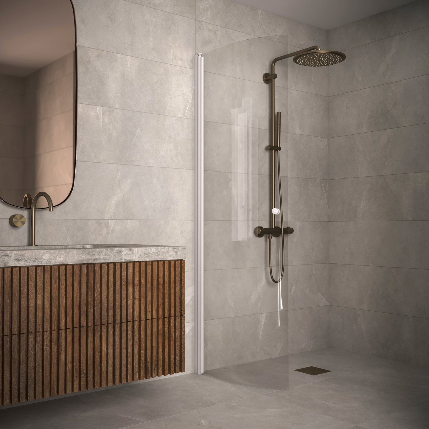 Suihkuseinä Classic 122 kaareva kääntyvä 638x1900mm valkoinen/kirkas