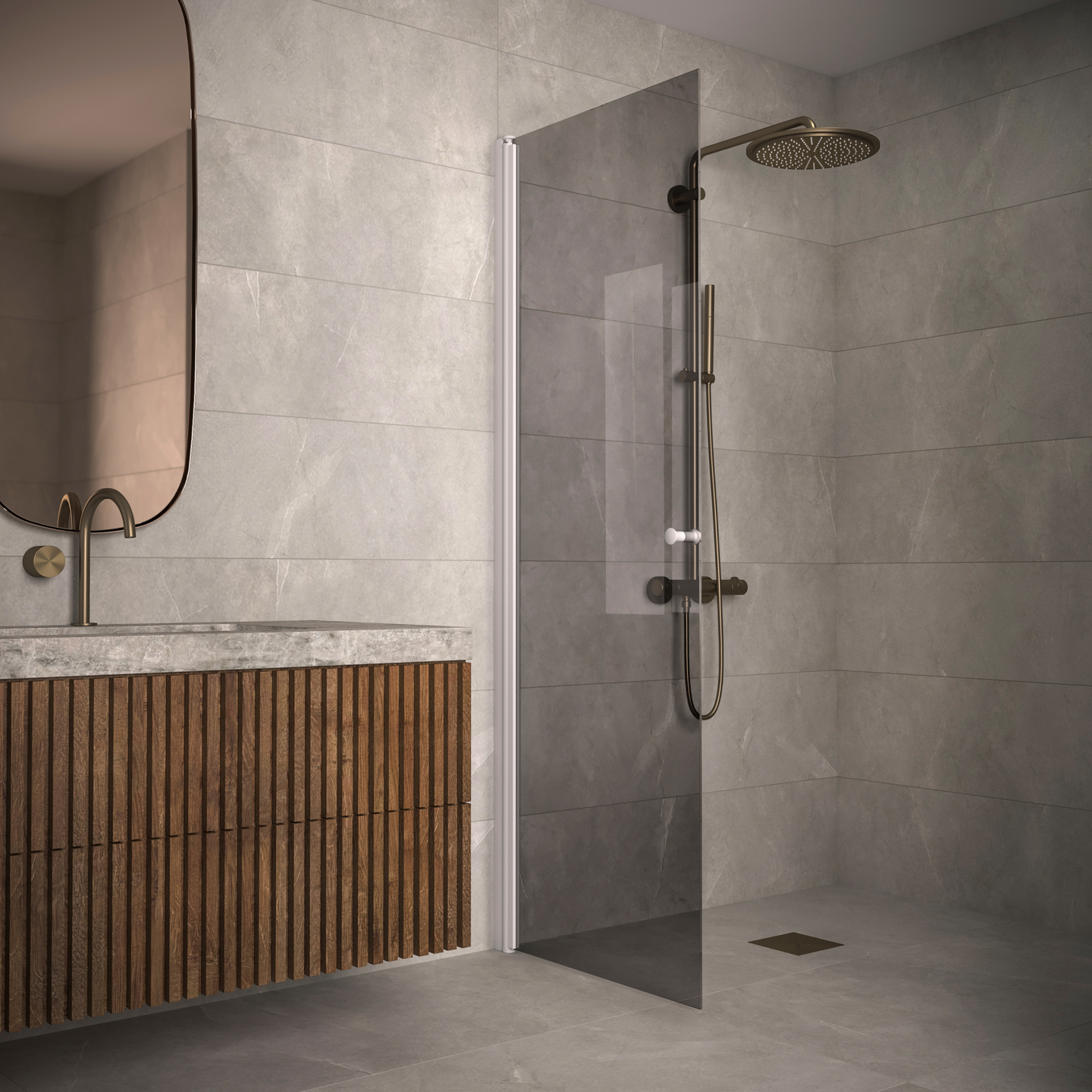 Suihkuseinä Classic 102 kääntyvä 479x1900mm valkoinen/savu