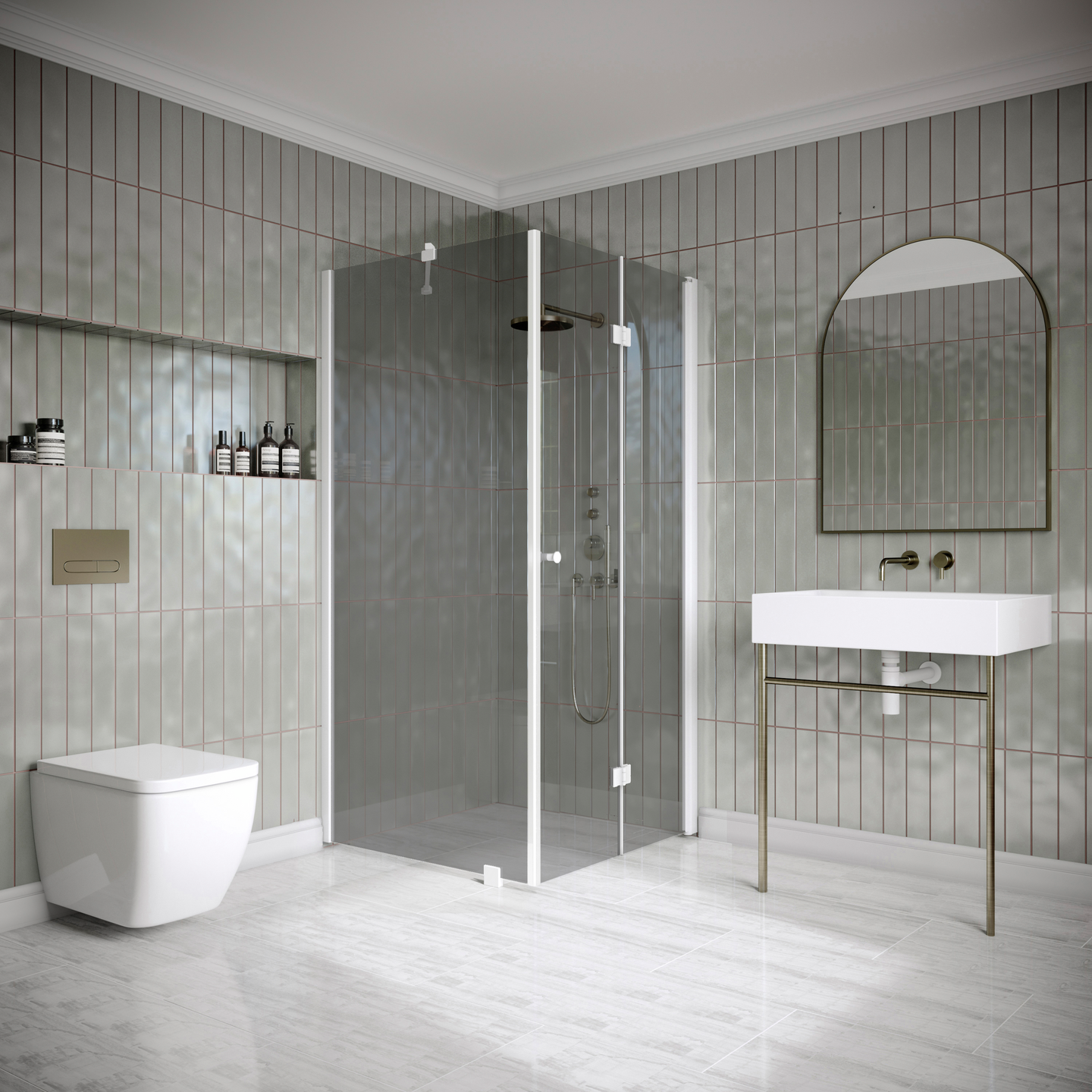 Suihkunurkka Classic 147 kiinteä+taittuva 799x695x1900mm valkoinen/savu