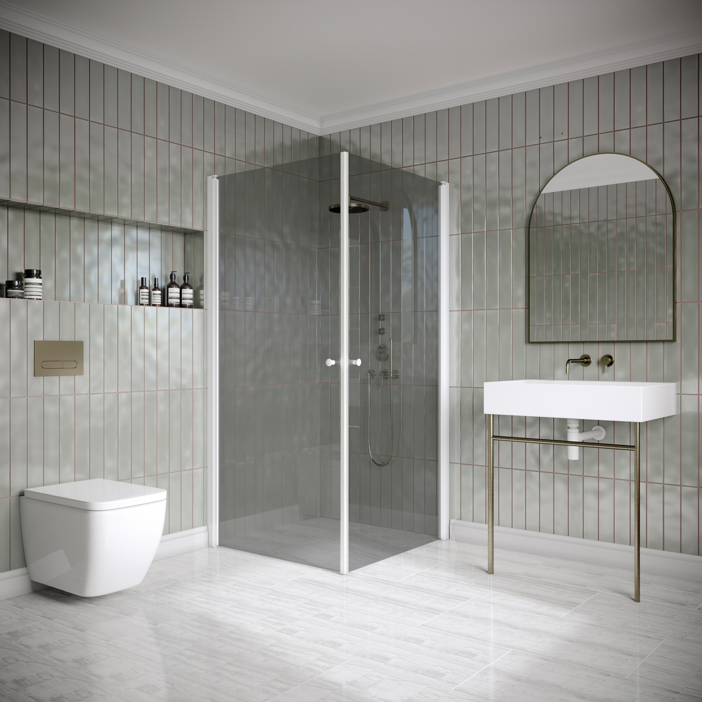 Suihkunurkka Classic 148 kääntyvillä ovilla 905x905x1900mm valkoinen/savu