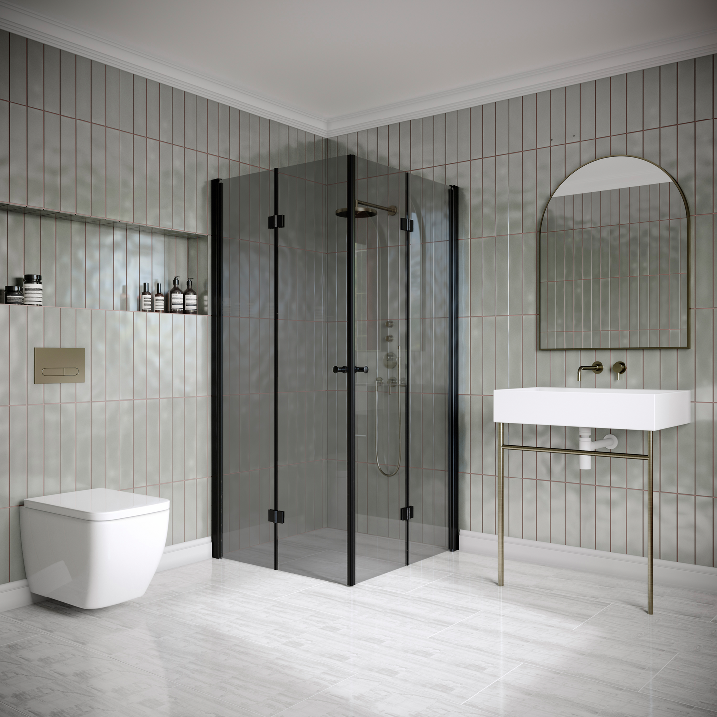 Suihkunurkka Classic 150 taittuvilla ovilla 795x895x1900mm musta/savu