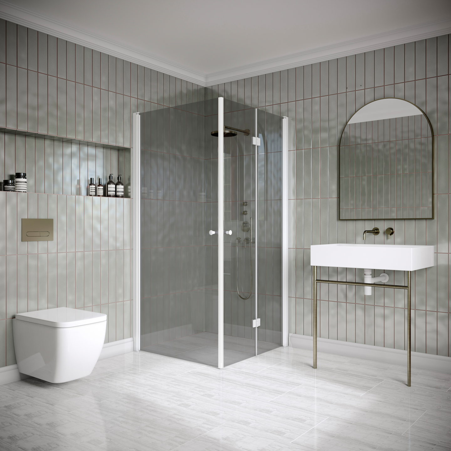 Suihkunurkka Classic 149 kääntyvä+taittuva 695x905x1900mm valkoinen/savu