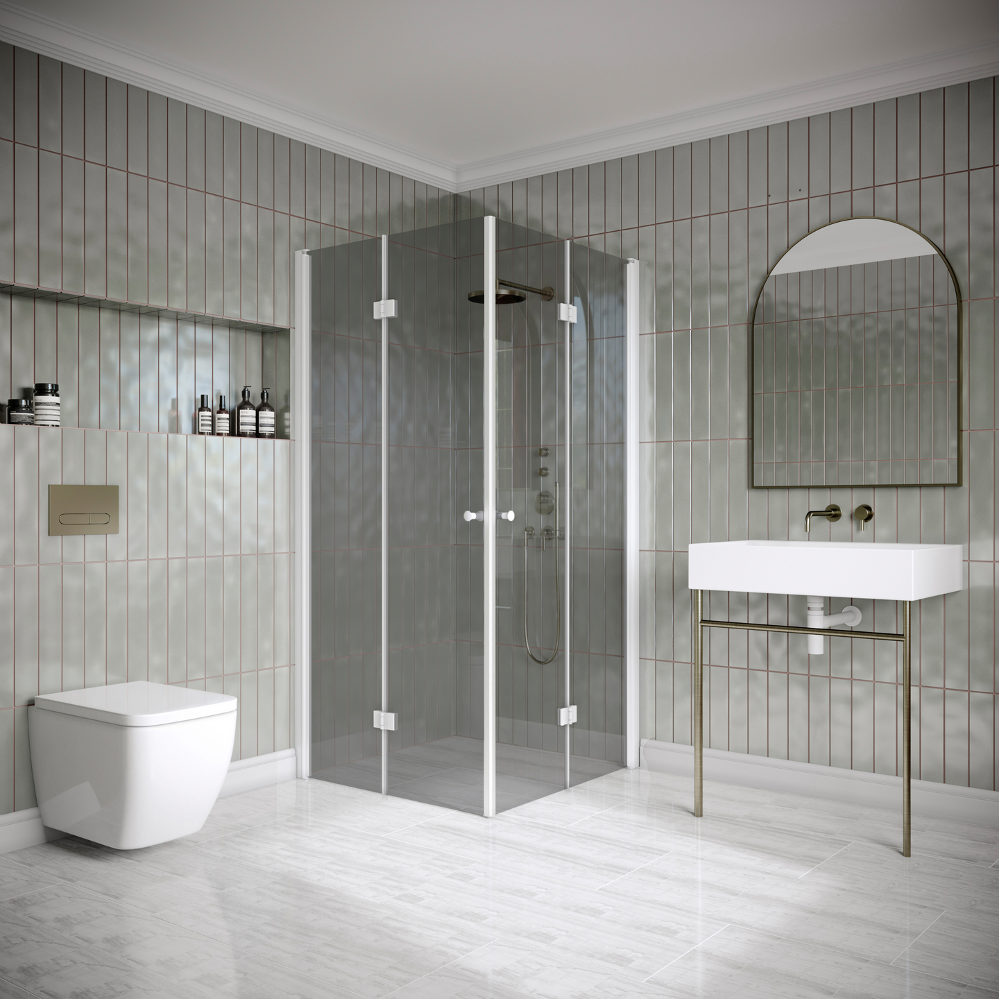 Suihkunurkka Classic 150 taittuvilla ovilla 795x795x1900mm valkoinen/savu