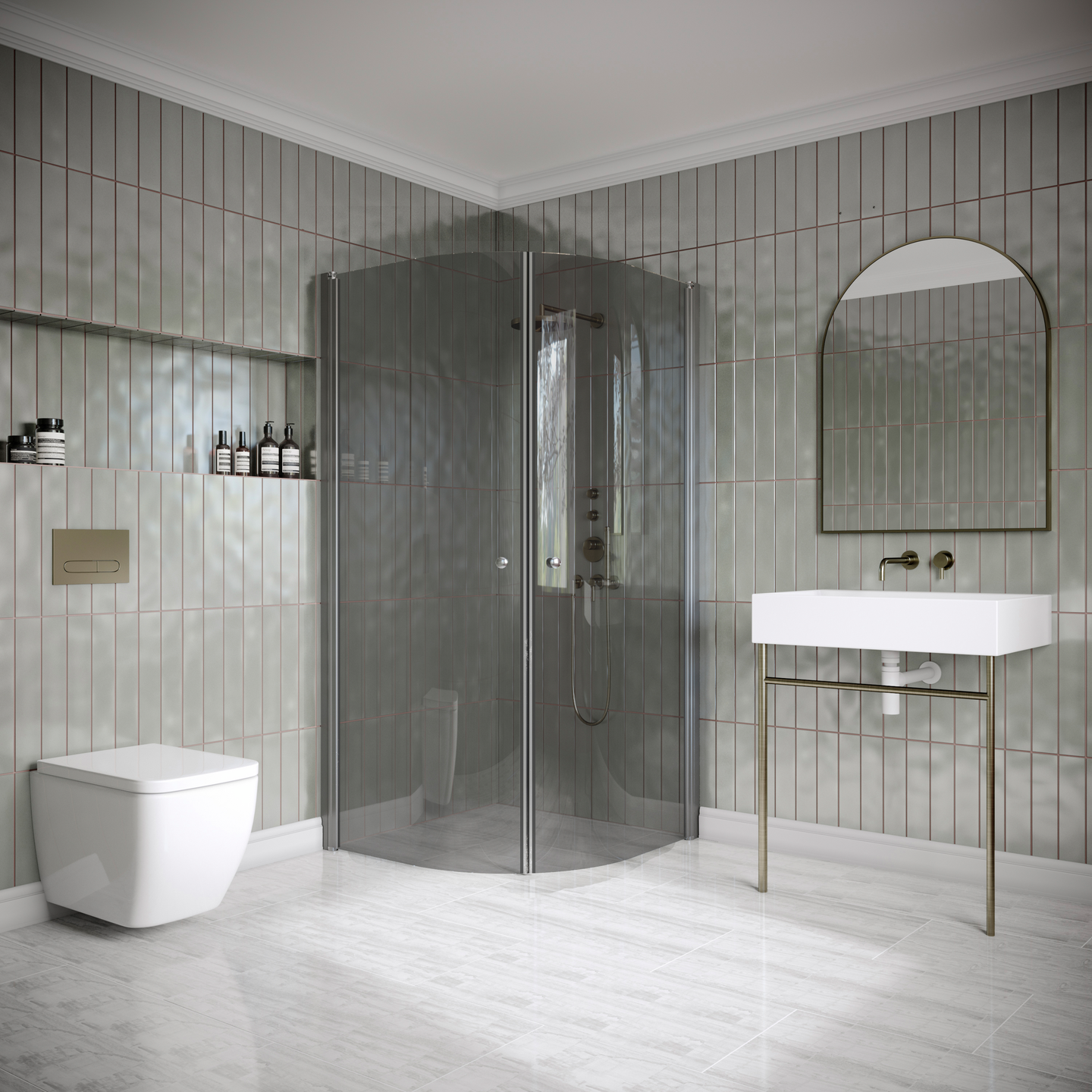 Suihkunurkka Classic 155 kaareva kääntyvät ovet 800x900x1900mm harmaa/savu