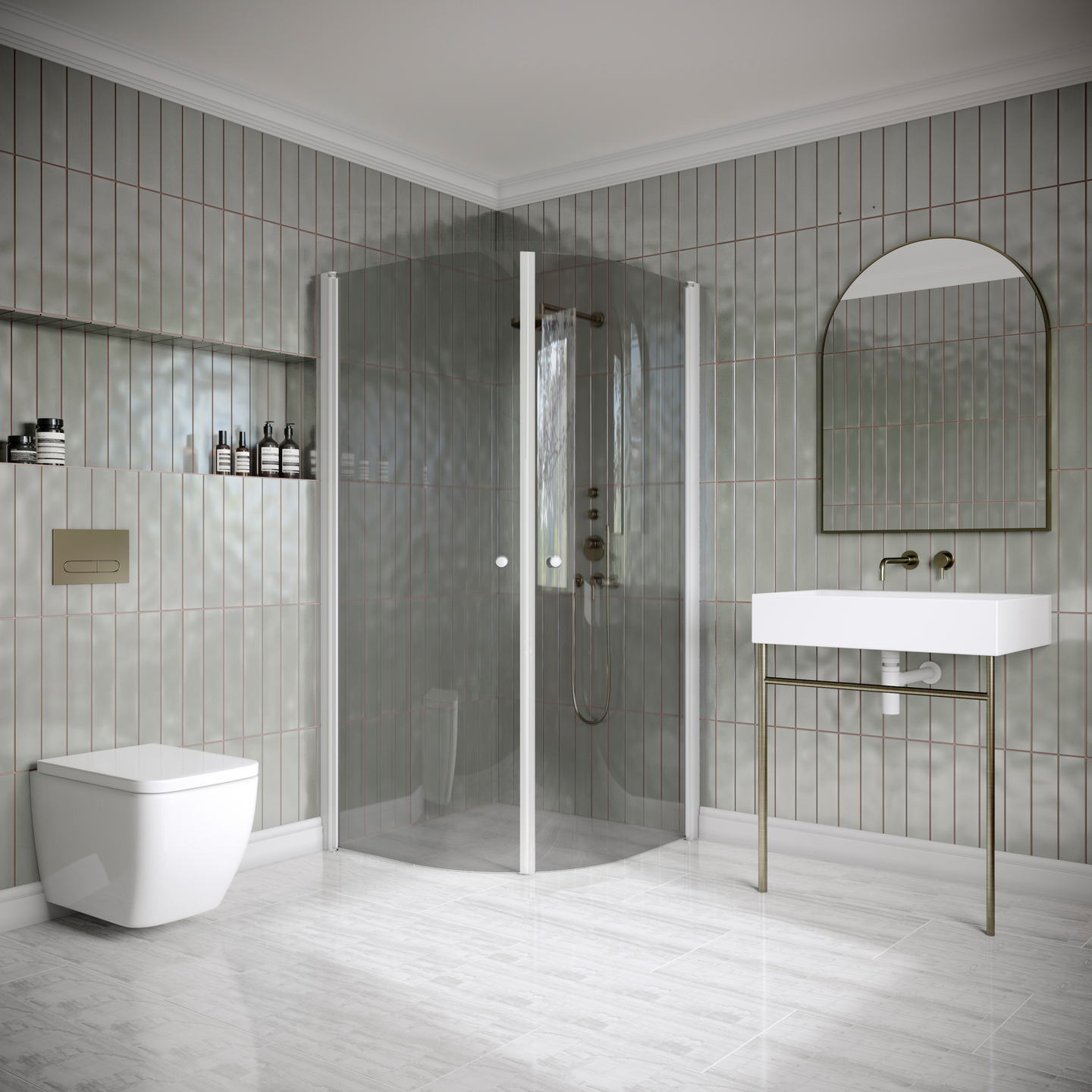 Suihkunurkka Classic 155 kaareva kääntyvät ovet 900x900x1900mm valkoinen/savu