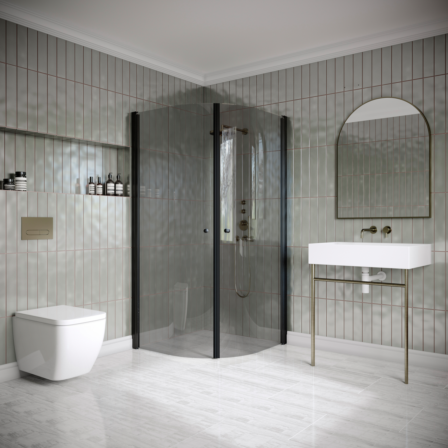 Suihkunurkka Classic 155 kaareva kääntyvät ovet 900x900x1900mm musta/savu