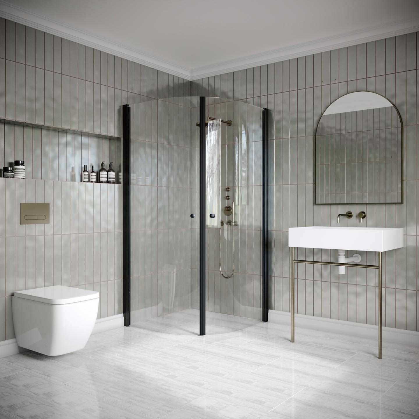 Suihkunurkka Classic 155 kaareva kääntyvät ovet 900x900x1900mm musta/kirkas