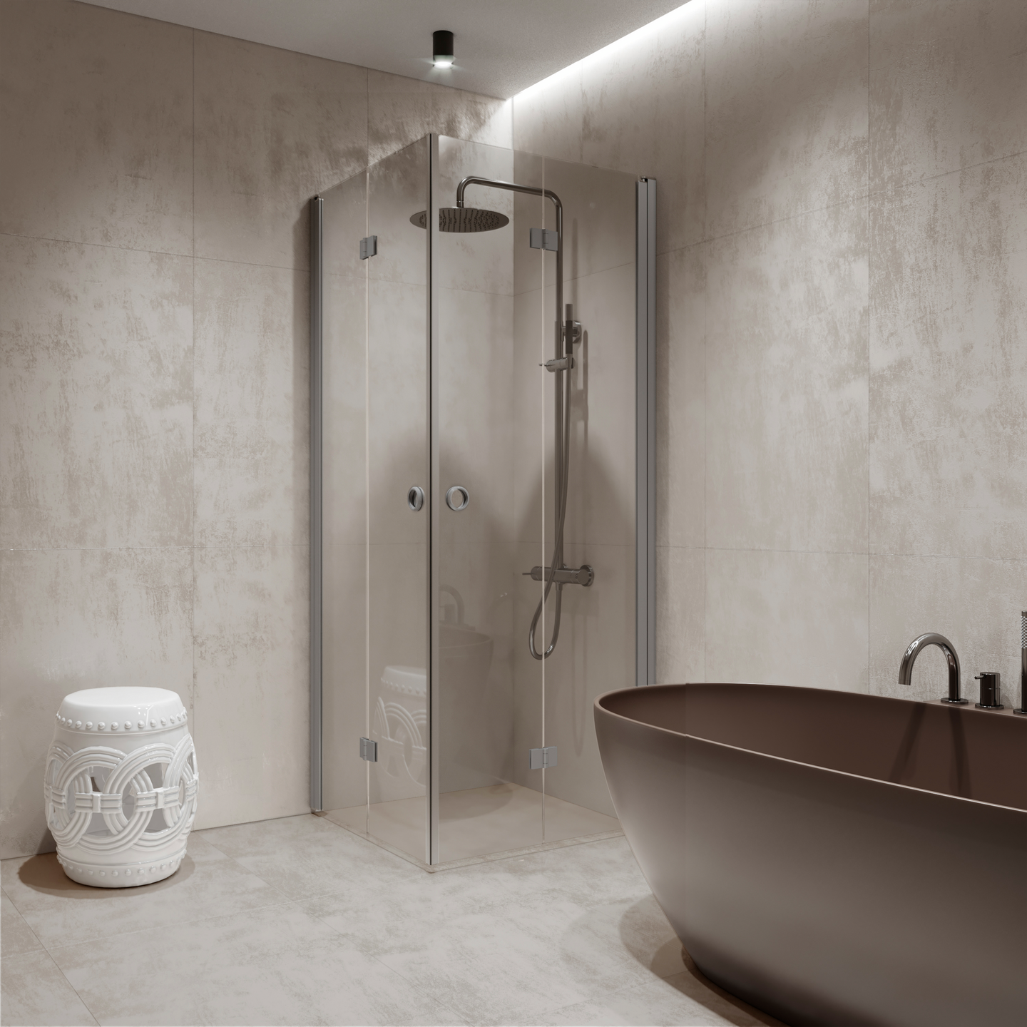 Suihkunurkka Forma 376 taittuvilla ovilla 807x907x2025mm harmaa/kirkas