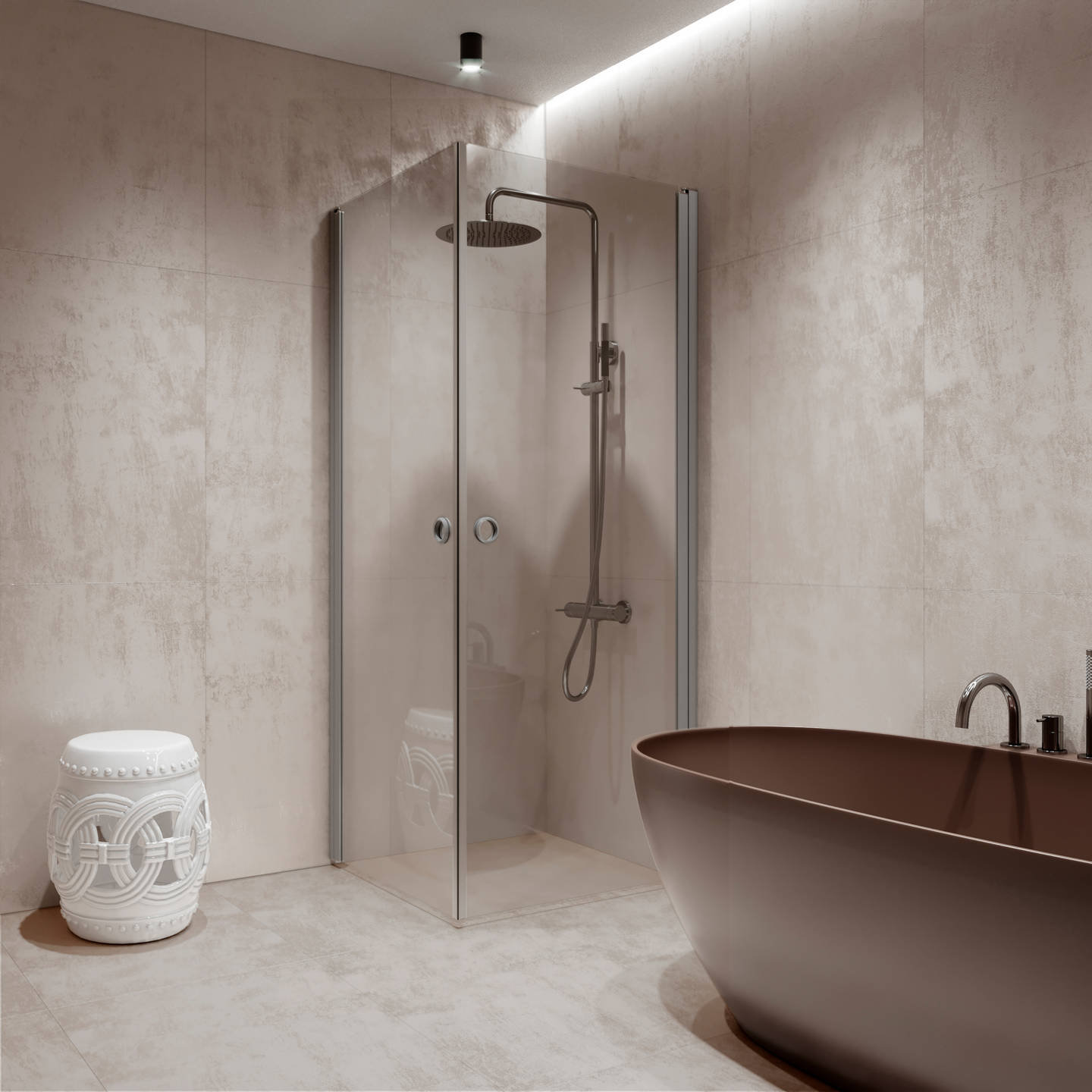 Suihkunurkka Forma 372 kääntyvillä ovilla 707x807x2025mm harmaa/kirkas