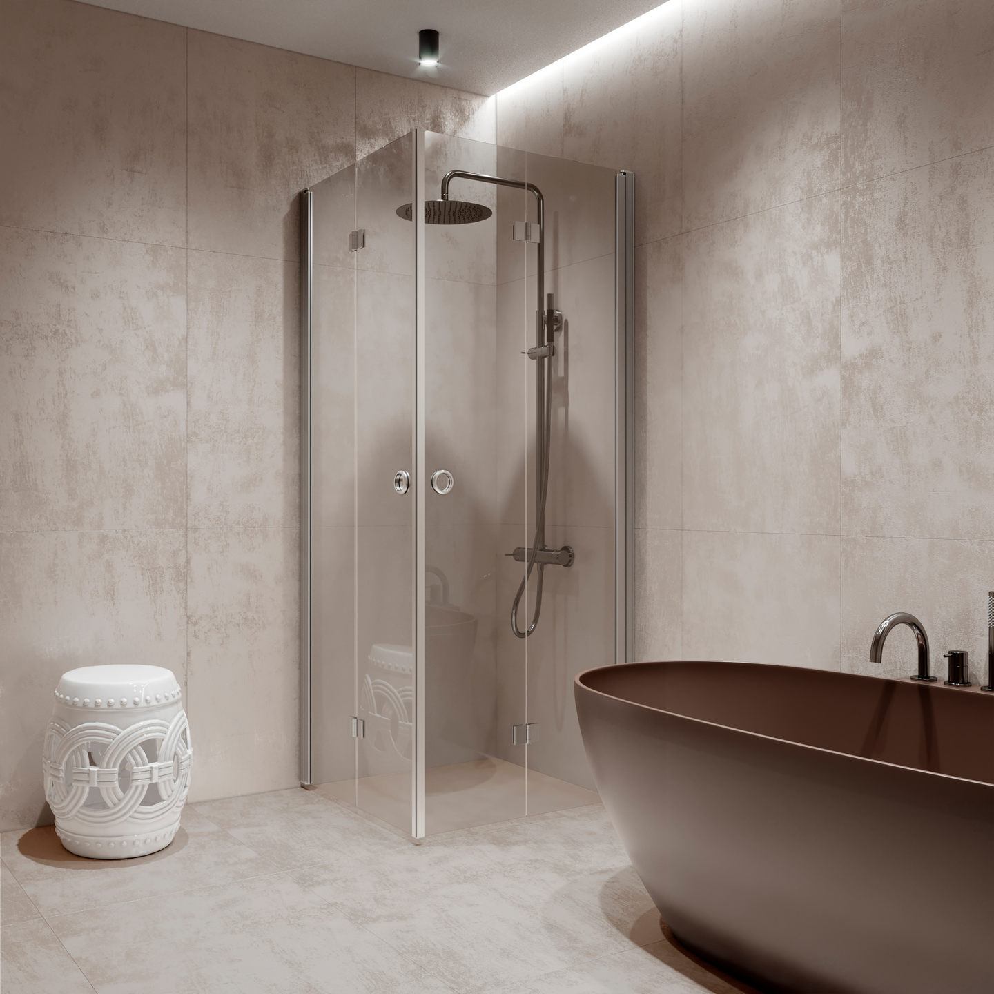 Suihkunurkka Forma 376 taittuvilla ovilla 907x907x2025mm kiiltävä/kirkas