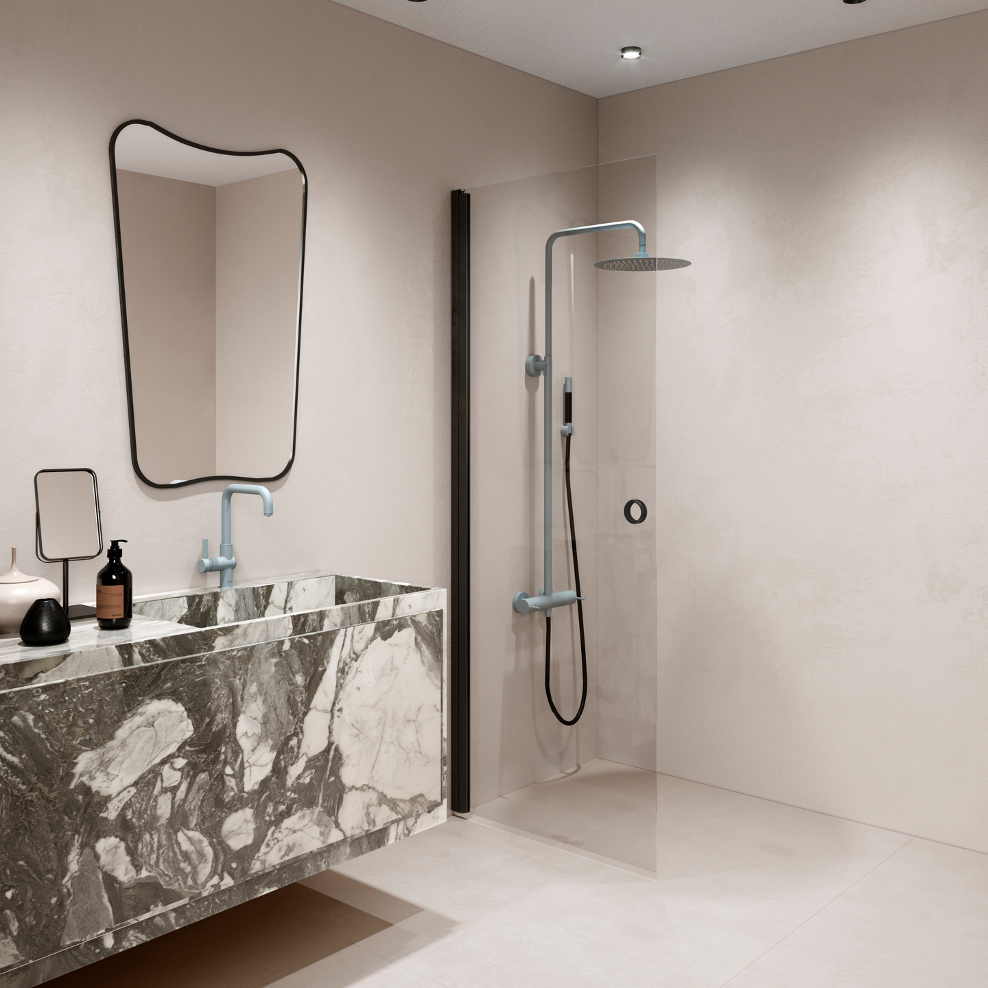 Suihkuseinä Forma 302 kääntyvä 735x2025mm musta/kirkas