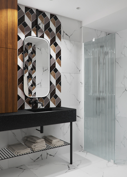 Suihkuseinä Forma 301 kiinteä 530x2025mm valkoinen/reeded