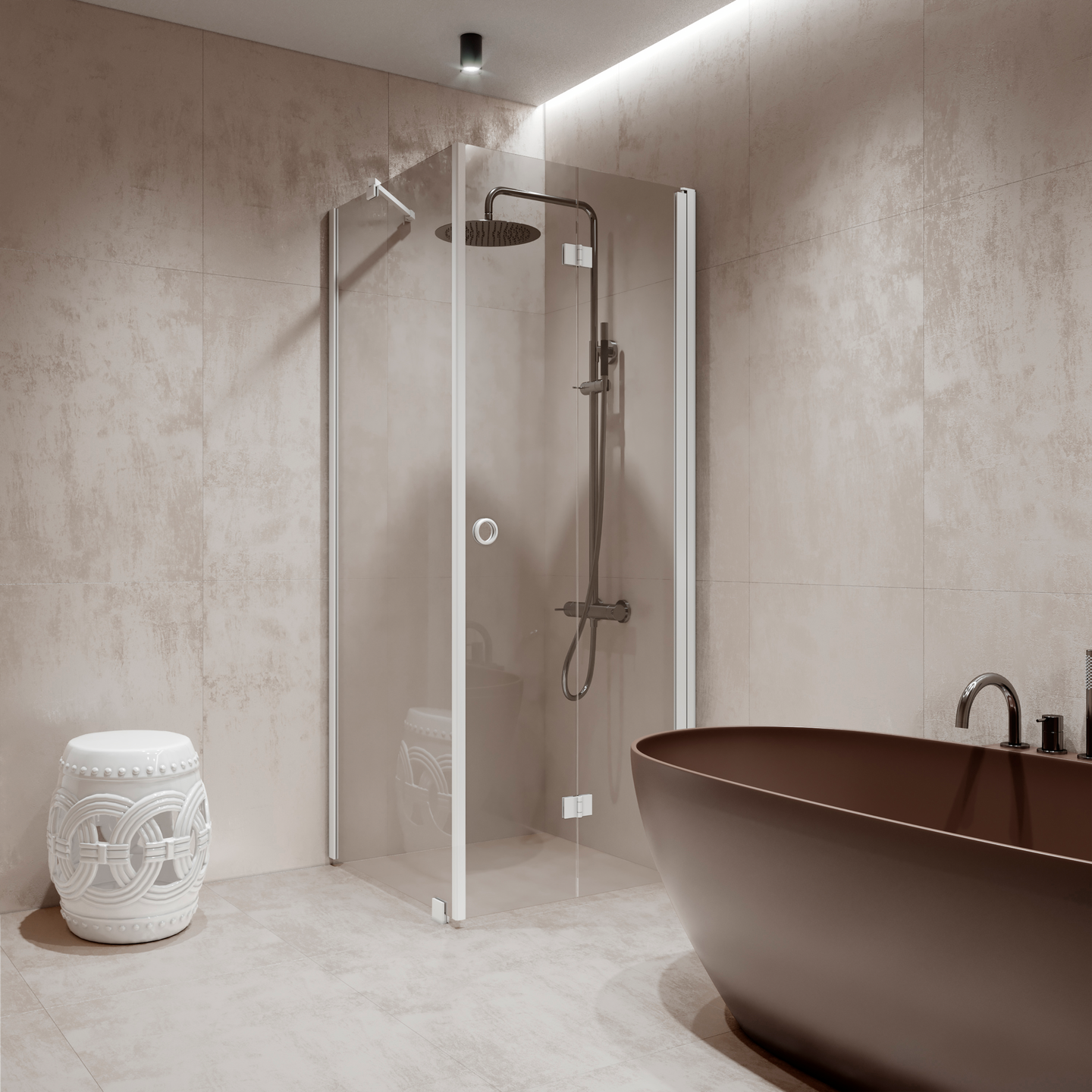 Suihkunurkka Forma 369 kiinteä+kääntyvä 702x907x2025mm valkoinen/kirkas