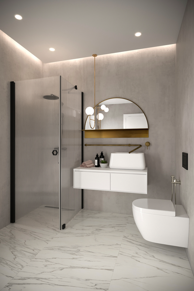 Suihkunurkka Forma 368 kiinteä+kääntyvä 902x707x2025mm musta/reeded