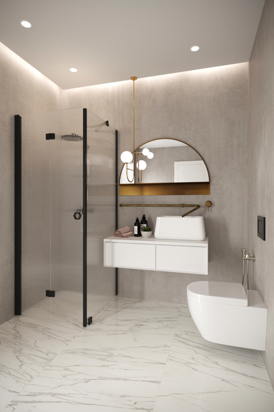 Suihkunurkka Forma 369 kiinteä+kääntyvä 702x907x2025mm musta/reeded