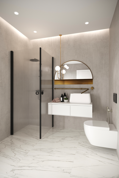 Suihkunurkka Forma 372 kääntyvillä ovilla 907x907x2025mm musta/reeded