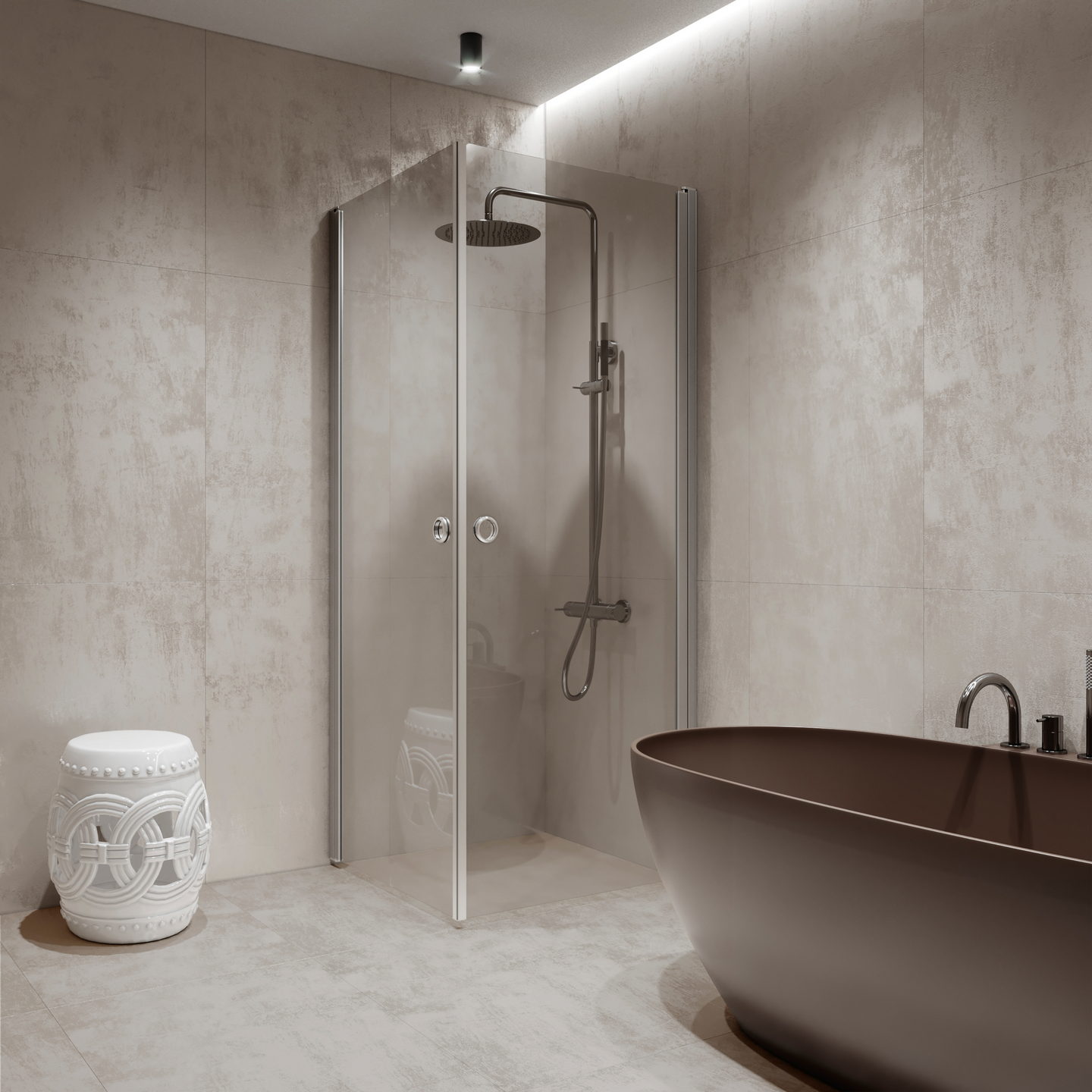 Suihkunurkka Forma 372 kääntyvillä ovilla 707x807x2025mm kiiltävä/kirkas