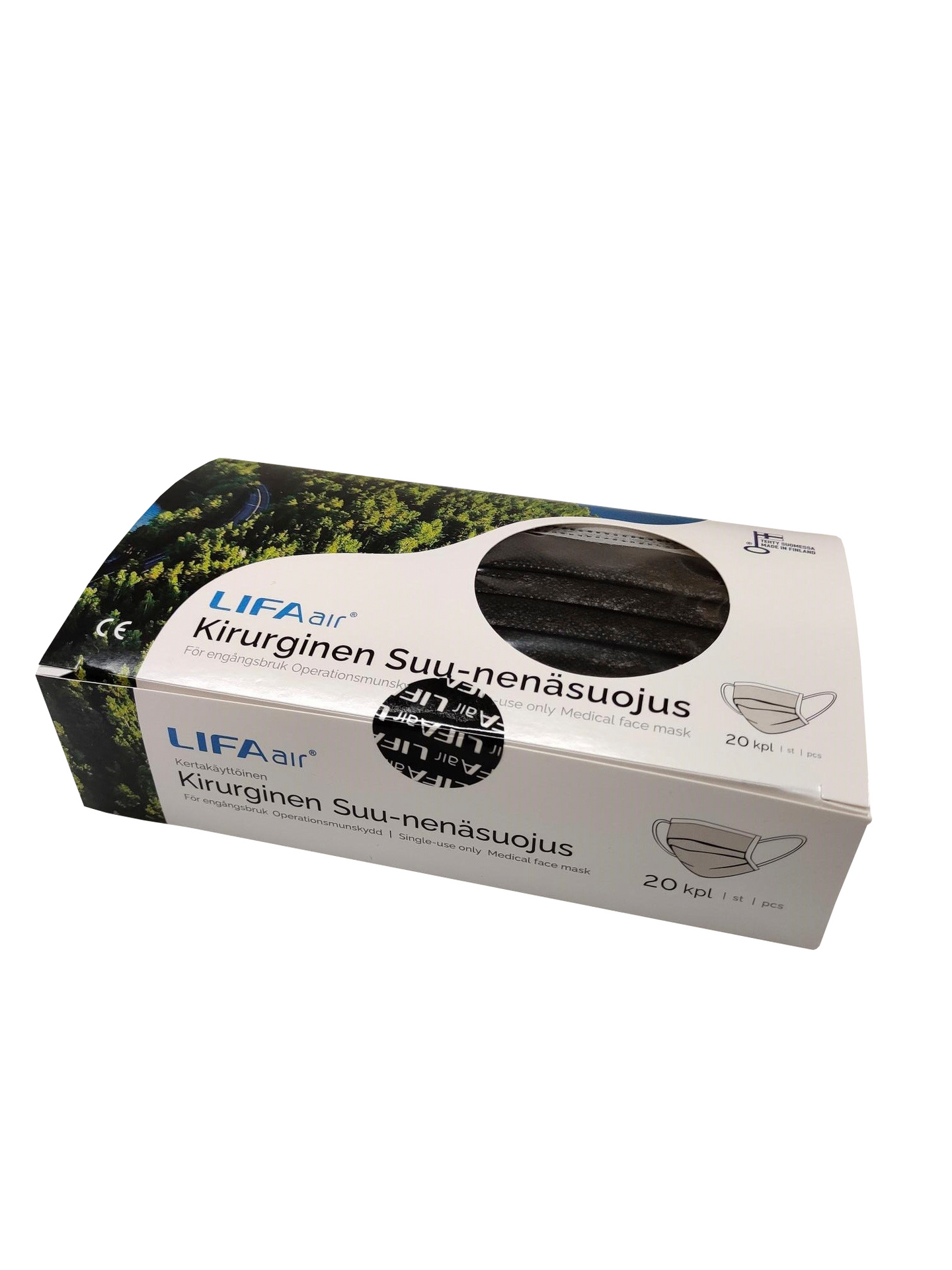 Suu-nenäsuoja Lifa Air kirurginen Type IIR musta 20kpl