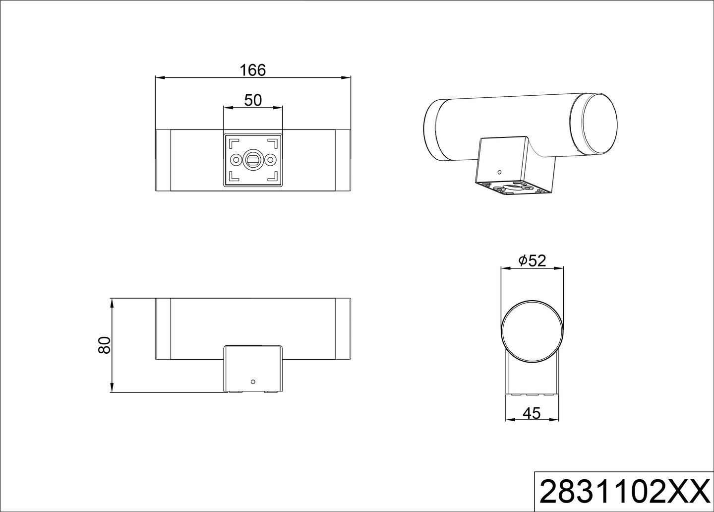 Seinävalaisin TRIO Ray led 340lm 2-osainen mattamusta
