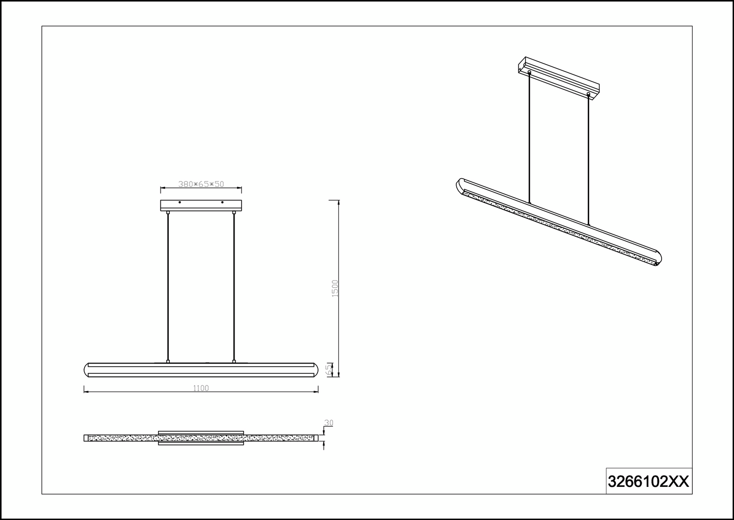 Riippuvalaisin TRIO Deacon led 3200lm mattamusta/puu