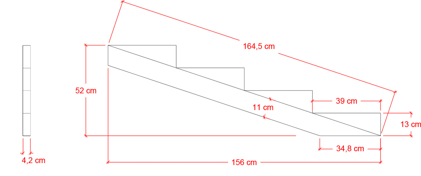 Porrasrunko FXA 4 askelmaa 130/390mm