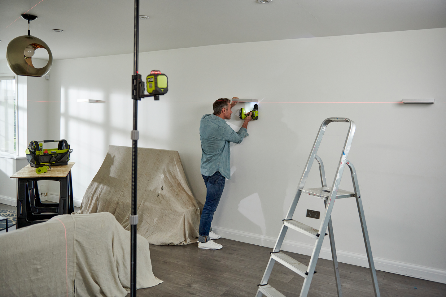 Linjalaser Ryobi RB360RLL 360 astetta punainen