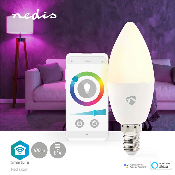 Led-lamppu Nedis Smartlife Wifi kynttilä 2700-6500K+RGB 470lm E14
