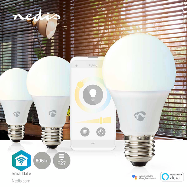 Led-lamppu Nedis Smartlife Wifi 2700-6500K 806lm A60 3kpl E27
