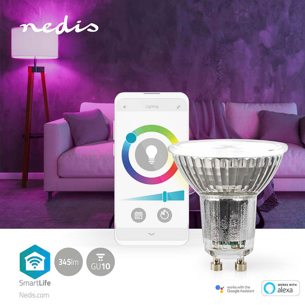 Led-lamppu Nedis Smartlife Wifi 2700-6500K+RGB 345lm GU10